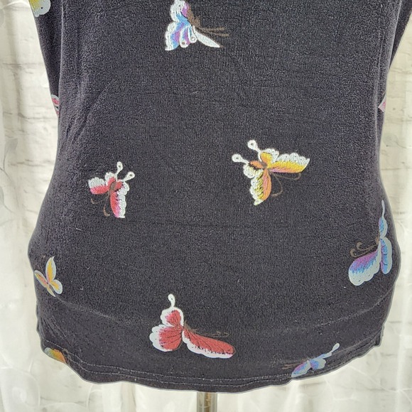 Vtg 90s Butterfuly Print Top Large USA Painted Boho Artsy Whimsical Fairy Grunge - Picture 6 of 7